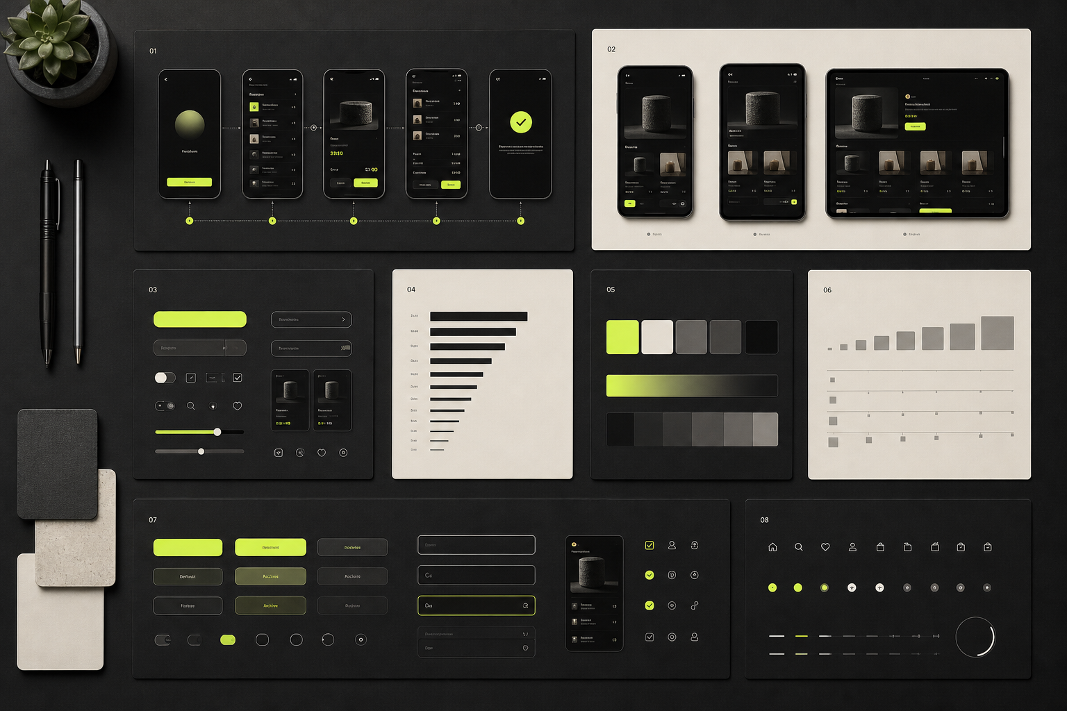 Scalable UI UX design system with components responsive screens and interaction states
